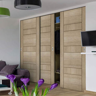 Image: Minimalist Wardrobe Door & Frame Kit - Three Edmonton Light Grey Door - Prefinished