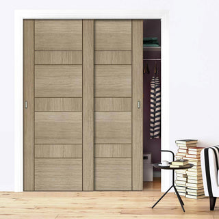 Image: Minimalist Wardrobe Door & Frame Kit - Two Edmonton Light Grey Door - Prefinished