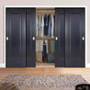 Minimalist Wardrobe Door & Frame Kit - Four Eindhoven 1 Panel Black Primed Doors - Unfinished