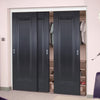 Minimalist Wardrobe Door & Frame Kit - Three Eindhoven 1 Panel Black Primed Doors - Unfinished