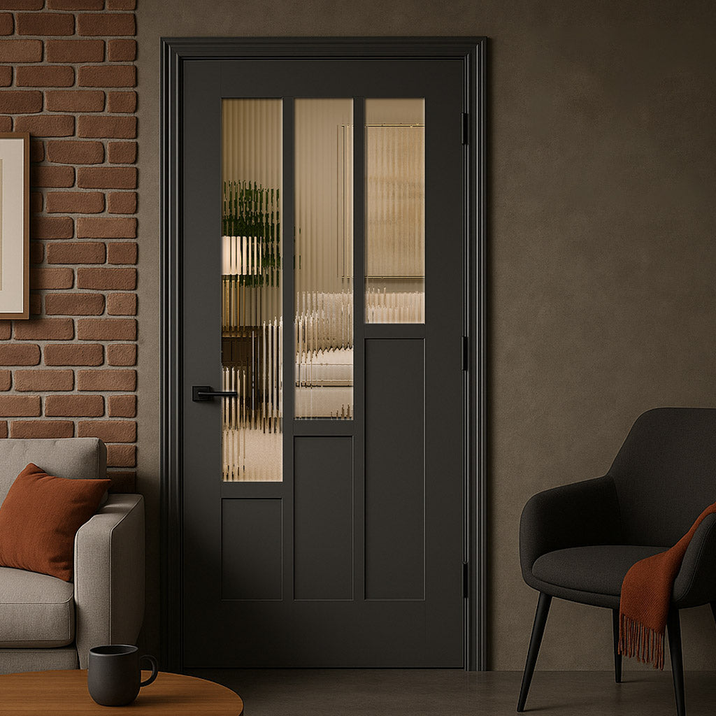 UK Made to Measure - Elston Interior Door - Reed Glass - Premium Primed - 7 Colour Options