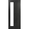 Ely Brushed Black Oak Internal Door Pair - Prefinished - Clear Glass