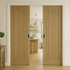 Ely Oak Double Evokit Pocket Doors - Unfinished