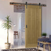 Single Sliding Door & Black Barn Track - Ely Unfinished Oak Door