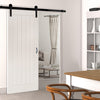 Single Sliding Door & Black Barn Track - Ely White Primed Door