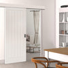 Single Sliding Door & Wall Track - Ely White Primed Door