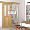 Single Sliding Door & Wall Track - Eton Real American White Oak Veneer Door - Clear Glass - Unfinished