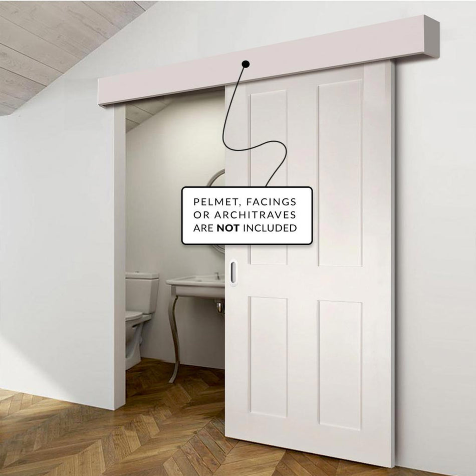 Single Sliding Door & Wall Track - Eton White Primed Victorian Shaker Door