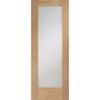 Premium Single Sliding Door & Wall Track - Pattern 10 Oak Door - Frosted Glass - Unfinished
