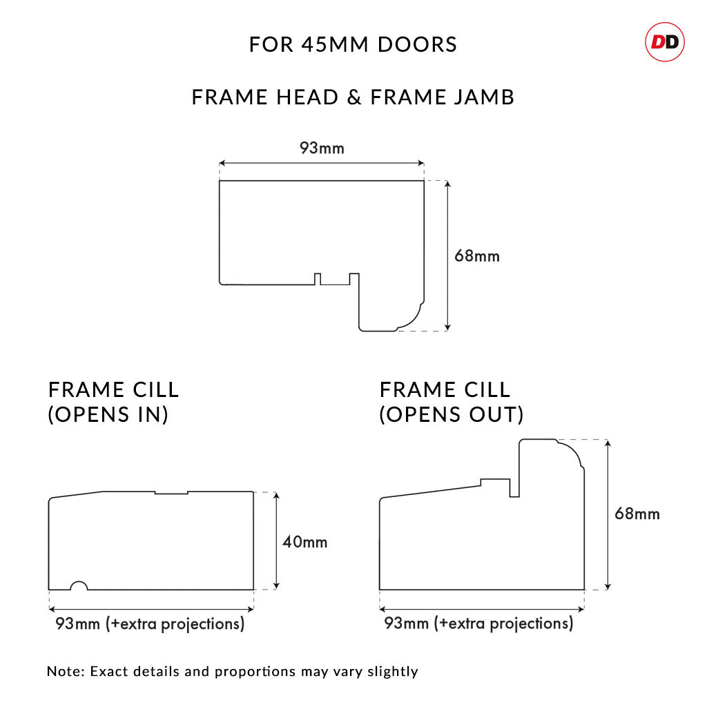 Exterior Double Door Frame, Type 1 for Double Doors, Made to size, wit