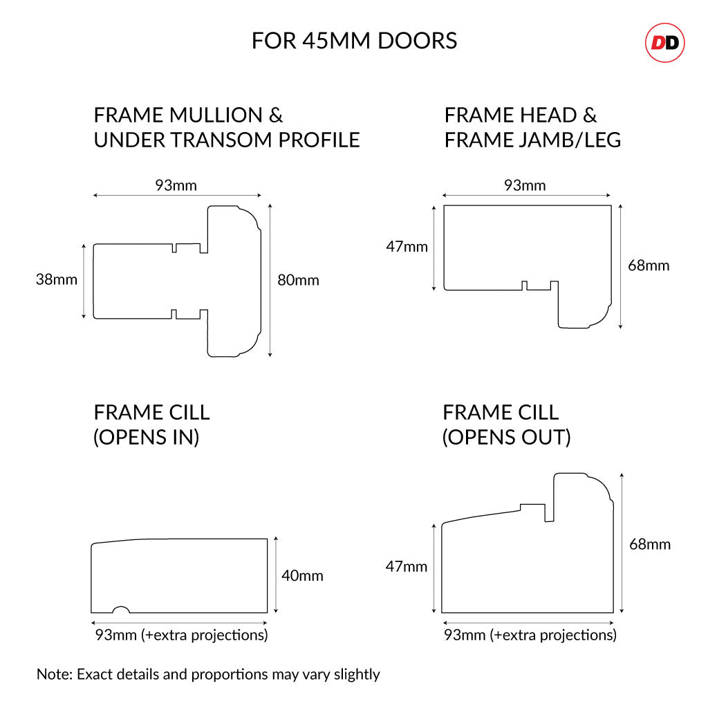 Exterior Door Frame with Transom Rail - Clear Double Glazing, Suits a