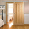Saturn Tubular Stainless Steel Sliding Track & Idaho 3 Panel Oak Door - Prefinished