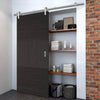 Saturn Tubular Stainless Steel Sliding Track & Tres Charcoal Black Flush Door - Prefinished