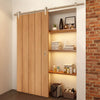 Saturn Tubular Stainless Steel Sliding Track & Wexford Oak Panel Door - Unfinished