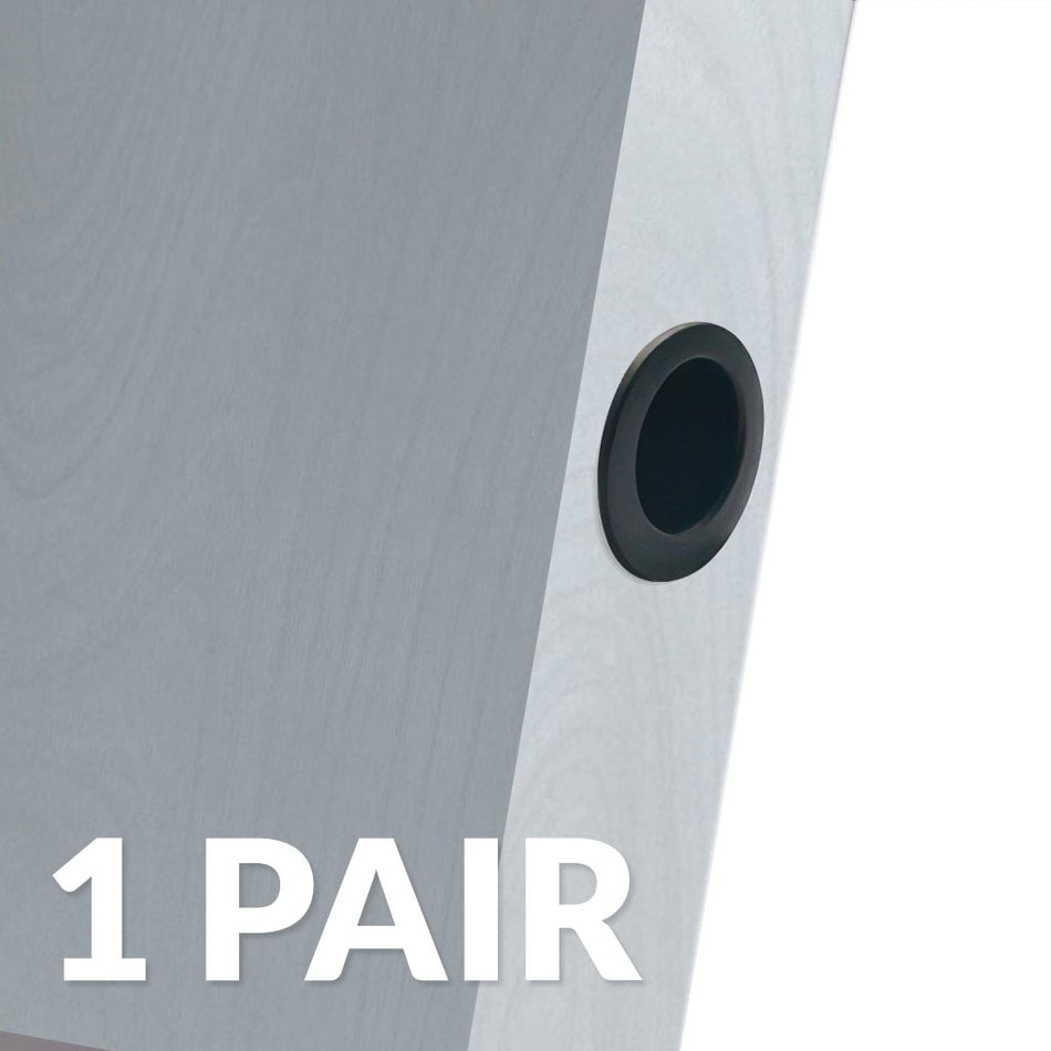 Two Dillon Small Round Door Edge Finger Pulls for Sliding and Pocket Doors - Matt Black Finish