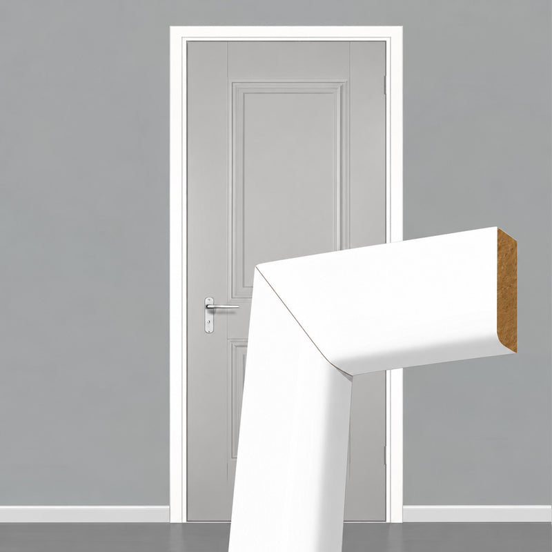 Made to Size Single Interior White Primed MDF Door Lining Frame and Simple Architrave Set