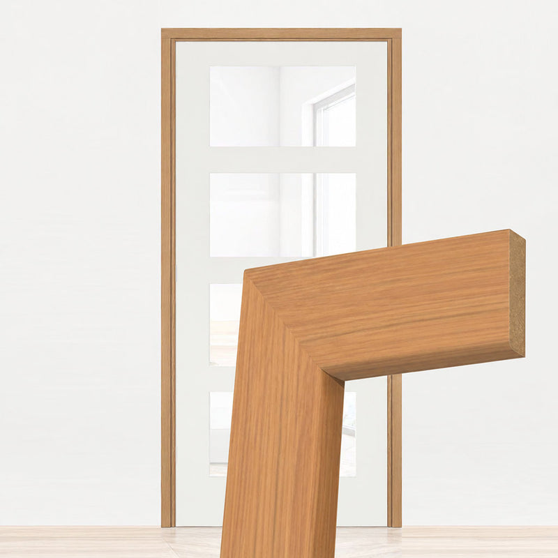 Made to Size Single Interior Prefinished Oak Veneered Frame and Simple Architrave Set - For 30 Minute Fire Doors