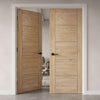 Value - 5 Panel Oak Flush Internal Door Pair - Unfinished