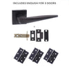 Three Pack Forme Foglia Designer Lever on Minimal Square Rose Matt Black Combo Handle Pack