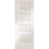 Top Mounted Stainless Steel Sliding Track & Double Door - Shaker 4P Doors - White Primed