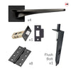 Zenith Double Door Lever Handle Pack - 8 Square Hinges - Matt Black - Combo Handle and Accessory Pack