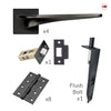 Zenith Double Door Lever Handle Pack - 8 Square Hinges - Matt Black - Combo Handle and Accessory Pack