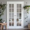 SA 10 Pane Moulded Grained White Internal Door Pair - Clear Glass