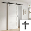 Single Sliding Door & Black Barn Track - Shaker 4P Door - White Primed