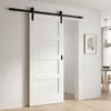 Single Sliding Door & Black Barn Track - Shaker 4P Door - White Primed