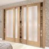 Minimalist Wardrobe Door & Frame Kit - Four Pattern 10 Oak Shaker Doors - Obscure Glass - Prefinished
