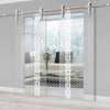 Double Glass Sliding Door - Solaris Tubular Stainless Steel Sliding Track & Garvald 8mm Clear Glass - Obscure Printed Design