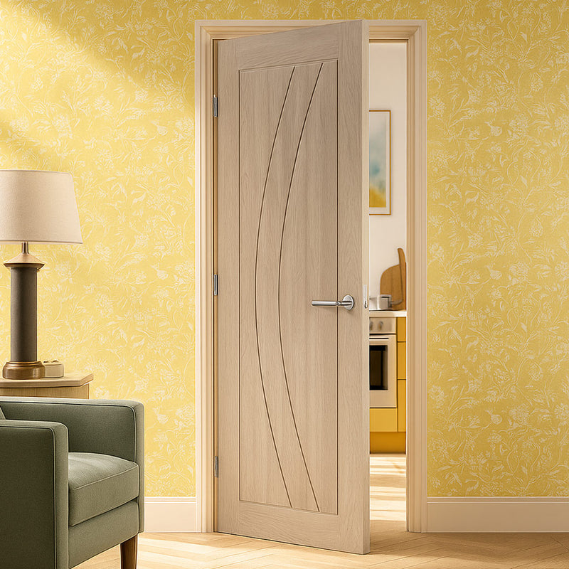 Girona Oak Flush Internal Door - Unfinished