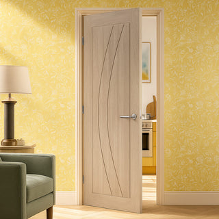 Image: Girona Oak Flush Internal Door - Unfinished