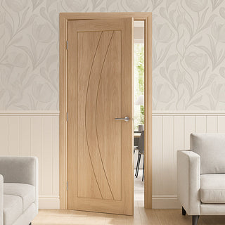 Image: Girona Oak Flush Internal Door - 1/2 Hour Fire Rated - Unfinished