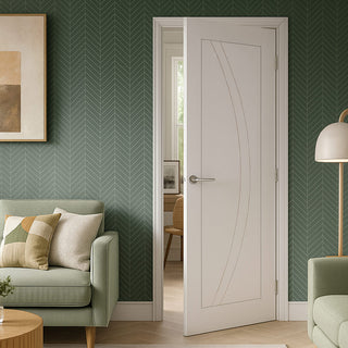 Image: Girona Flush Internal Door - White Primed