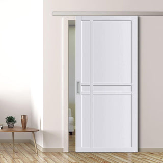 Image: Single Sliding Door & Premium Wall Track - Eco-Urban® Glasgow 6 Panel Door DD6314 - 6 Colour Options