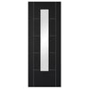 SpaceEasi Top Mounted Black Folding Track & Double Door  - Laminate Vancouver Black Door - Prefinished - Clear Glass - Prefinished