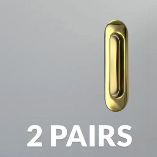 Image: Two Pairs of Burbank 120mm Sliding Door Oval Flush Pulls - Polished Gold Finish