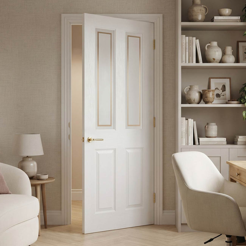 Grainger Grained Internal PVC Door - Sandblast Border Style Glass