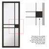 SpaceEasi Top Mounted Black Folding Track & Double Door  - Greenwich Black Primed Door - Clear Glass