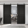 Top Mounted Black Sliding Track & Double Door - Greenwich Panel Black Painted Internal Doors - Prefinished