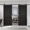 Top Mounted Black Sliding Track & Double Door - Greenwich Panel Black Painted Internal Doors - Prefinished