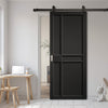 Top Mounted Black Sliding Track & Door - Greenwich Panel Black Painted Internal Door - Prefinished
