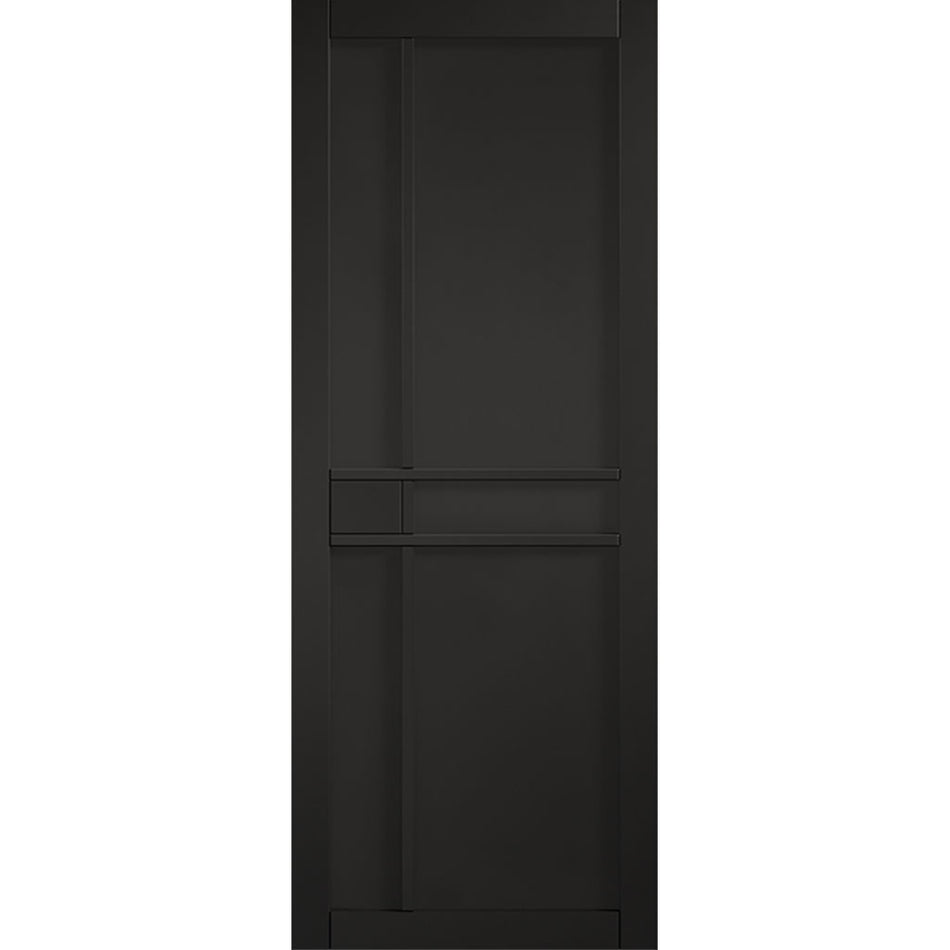 Sliding Top Mounted Black Folding Track & Double Door - Greenwich Panel Black Painted Internal Door - Prefinished