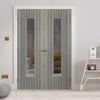 J B Kind Laminates Aria Grey Glazed Internal Internal Door Pair - Clear Glass - Prefinished