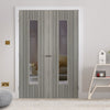 J B Kind Laminates Aria Grey Glazed Internal Internal Door Pair - Clear Glass - Prefinished