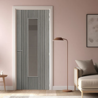 Image: J B Kind Laminates Aria Grey Glazed Internal Door - Clear Glass - Prefinished