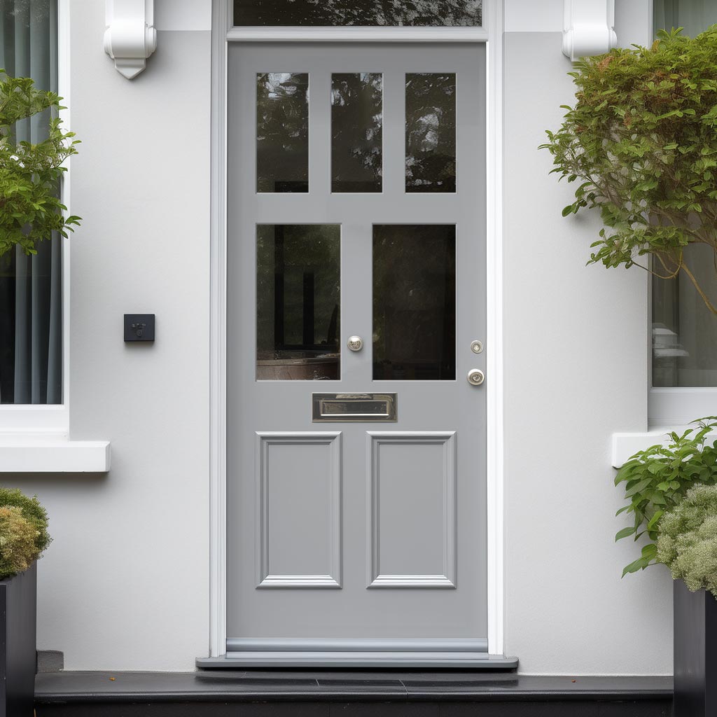 External Victorian Gaskell Made to Measure Front Door - 45mm Thick - Six Colour Options - Toughened Double Glazing - 5 Pane