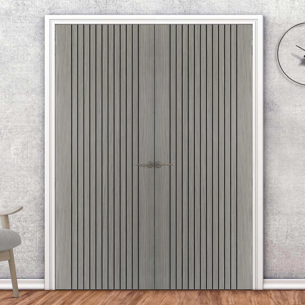 J B Kind Laminates Aria Grey Coloured Fire Internal Door Pair - 1/2 Hour Fire Rated - Prefinished
