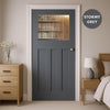 UK Made to Measure - Wilton 1930'  Interior Door - Clear Reeded  Glass - Premium Primed - 7 Colour Options